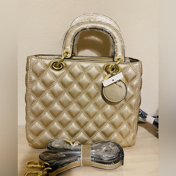 Gold purse stunning gift VEGAN LEATHER New holiday gifts birthday gift - Picture 1 of 11